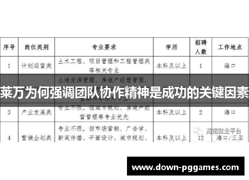 莱万为何强调团队协作精神是成功的关键因素 莱万为何强调团队协作精神是成功的关键因素